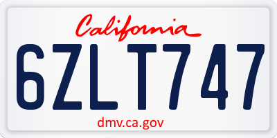CA license plate 6ZLT747