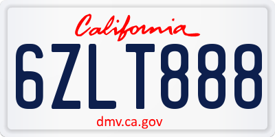 CA license plate 6ZLT888