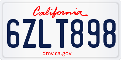CA license plate 6ZLT898