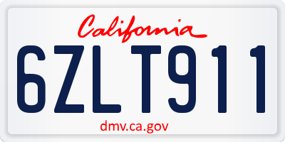 CA license plate 6ZLT911