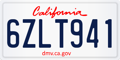 CA license plate 6ZLT941