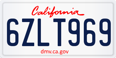 CA license plate 6ZLT969