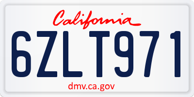 CA license plate 6ZLT971
