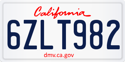 CA license plate 6ZLT982