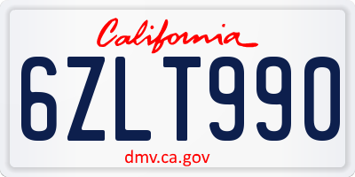 CA license plate 6ZLT990