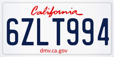CA license plate 6ZLT994