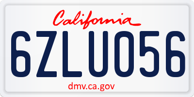 CA license plate 6ZLU056