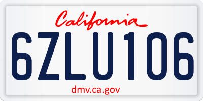 CA license plate 6ZLU106