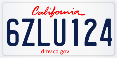 CA license plate 6ZLU124