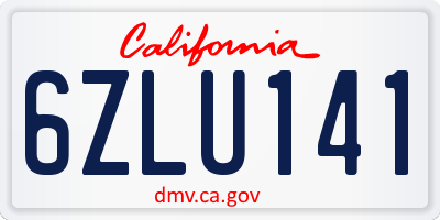 CA license plate 6ZLU141