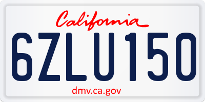 CA license plate 6ZLU150