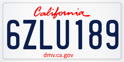 CA license plate 6ZLU189
