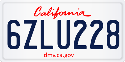 CA license plate 6ZLU228
