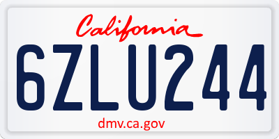 CA license plate 6ZLU244