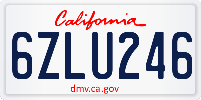 CA license plate 6ZLU246