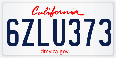 CA license plate 6ZLU373