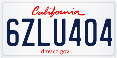 CA license plate 6ZLU404