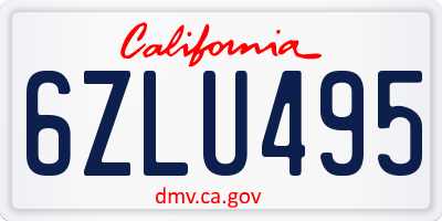 CA license plate 6ZLU495