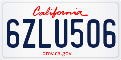 CA license plate 6ZLU506