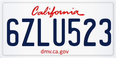 CA license plate 6ZLU523