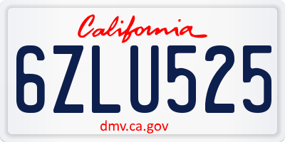 CA license plate 6ZLU525