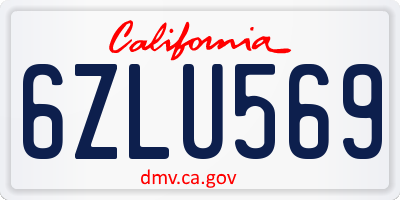 CA license plate 6ZLU569