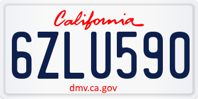 CA license plate 6ZLU590