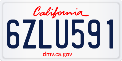 CA license plate 6ZLU591