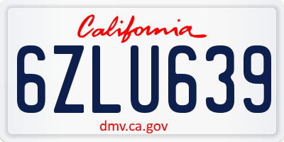 CA license plate 6ZLU639