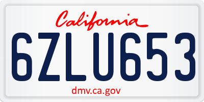 CA license plate 6ZLU653