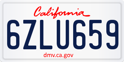 CA license plate 6ZLU659