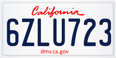 CA license plate 6ZLU723