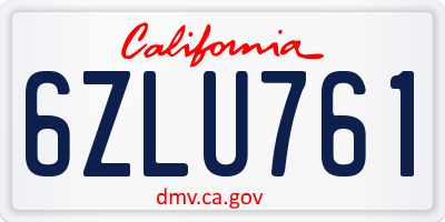 CA license plate 6ZLU761