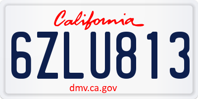 CA license plate 6ZLU813