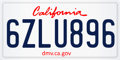 CA license plate 6ZLU896