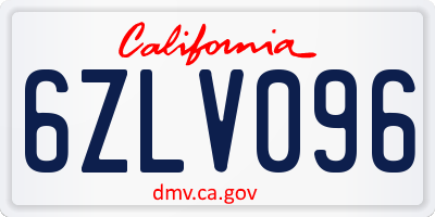 CA license plate 6ZLV096