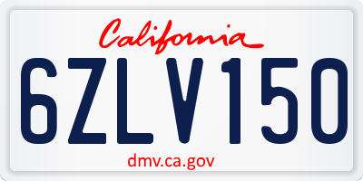 CA license plate 6ZLV150