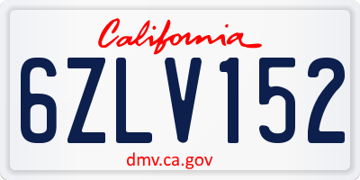 CA license plate 6ZLV152