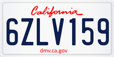 CA license plate 6ZLV159