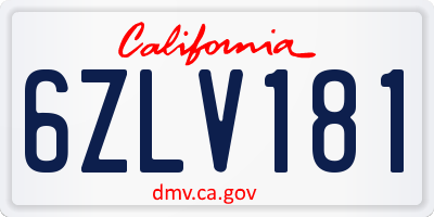 CA license plate 6ZLV181