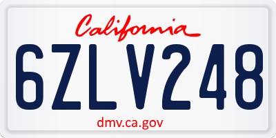 CA license plate 6ZLV248