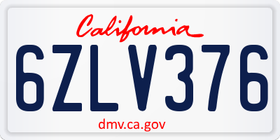 CA license plate 6ZLV376