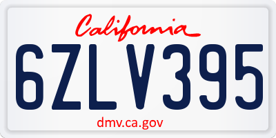CA license plate 6ZLV395