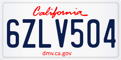 CA license plate 6ZLV504