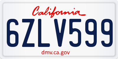 CA license plate 6ZLV599