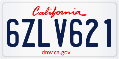 CA license plate 6ZLV621