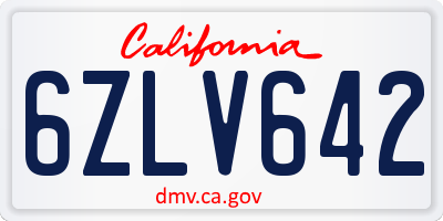 CA license plate 6ZLV642