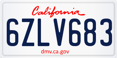 CA license plate 6ZLV683