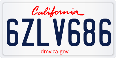 CA license plate 6ZLV686