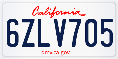 CA license plate 6ZLV705